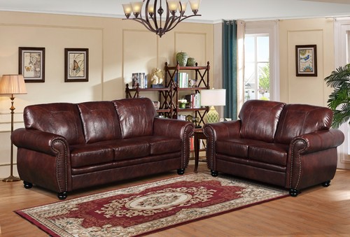 Brown leather seater - +, 2