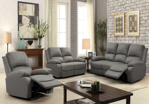 Fabric recliner sofa suite - sofa,