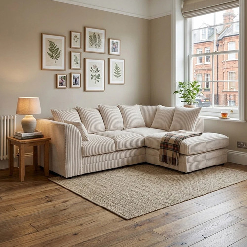 Seated cream corner r sofa - cream, l/r