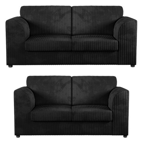 Black jumbo cord sofa suite - jumbo,