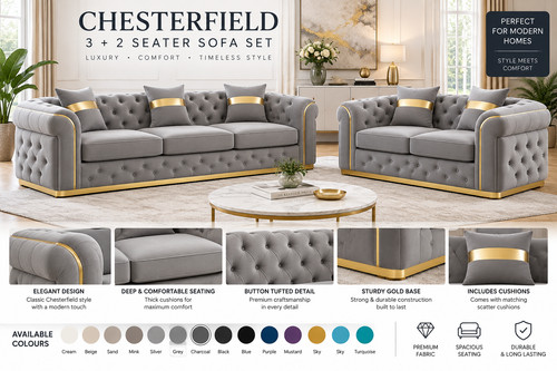 Large seater chesterfield - large, 3+2