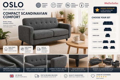 Modern grey fabric sofa set - fabric,