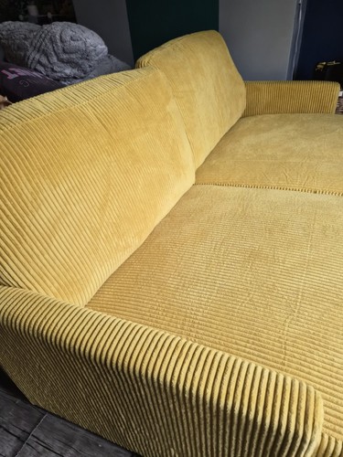 Yellow corduroy sofa 3 - yellow, 2/3