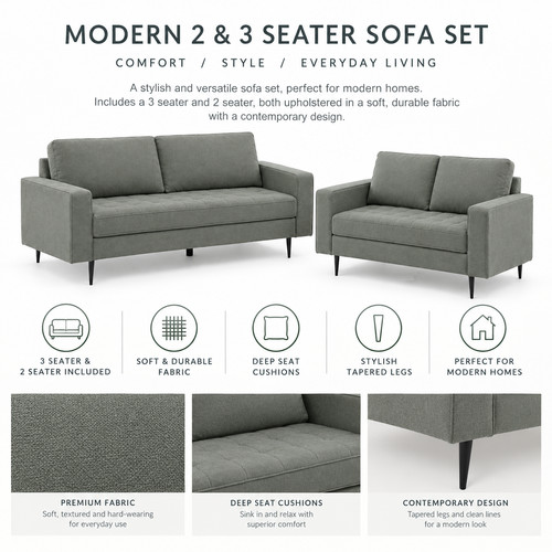 Grey faux suede sofas seater - faux,