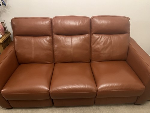Brown genuine leather sofa set - sofa,